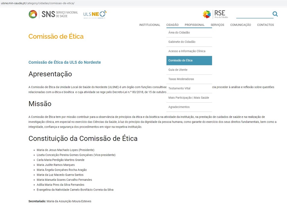 Comissão de Ética da ULS do Nordeste com novo espaço no site institucional